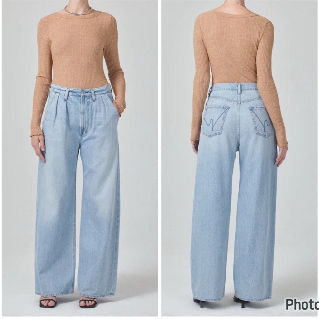 Citizens Of Humanity Maritzy Pleated Trouser Denim Jeans Light Wash Cotton Sz 27